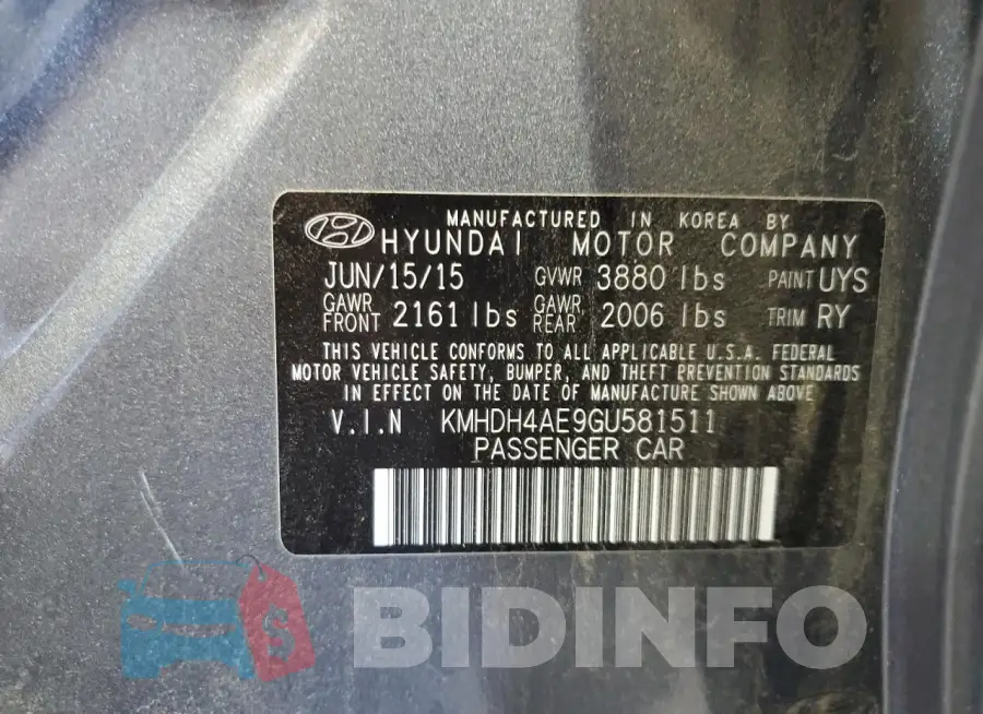 KMHDH4AE9GU581511 Photo# 12