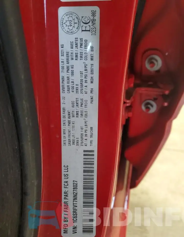 1C6SRFVT7NN278027 Photo# 13