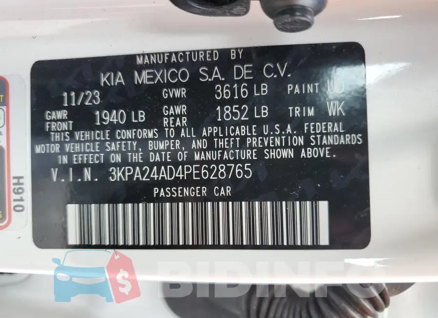 3KPA24AD4PE628765 Photo# 13
