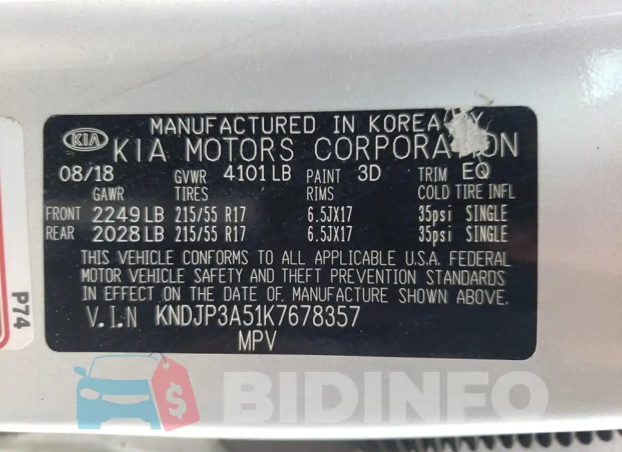 KNDJP3A51K7678357 Photo# 12