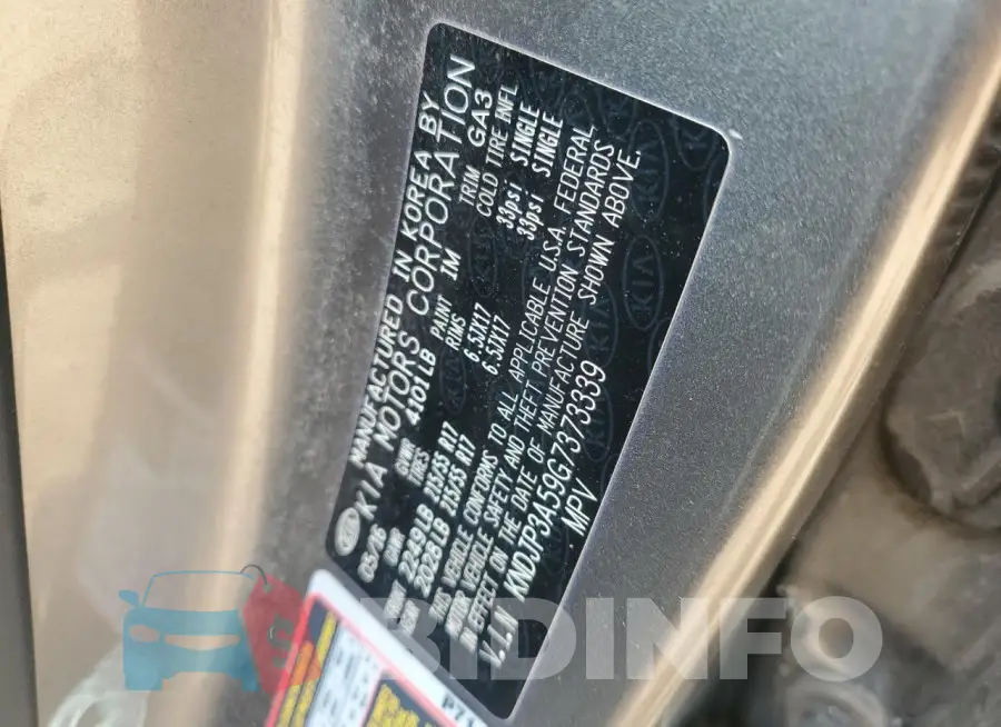 KNDJP3A59G7373339 Photo# 13