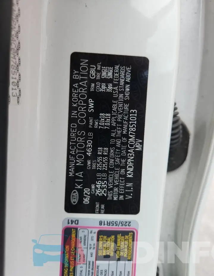 KNDPN3AC0M7851013 Photo# 12