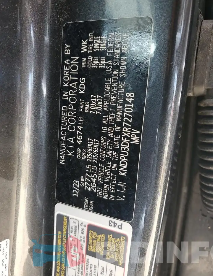 KNDPU3DFXR7270148 Photo# 13
