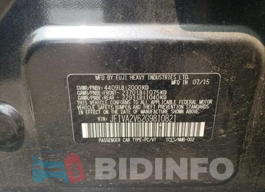 JF1VA2V62G9810821 Photo# 12