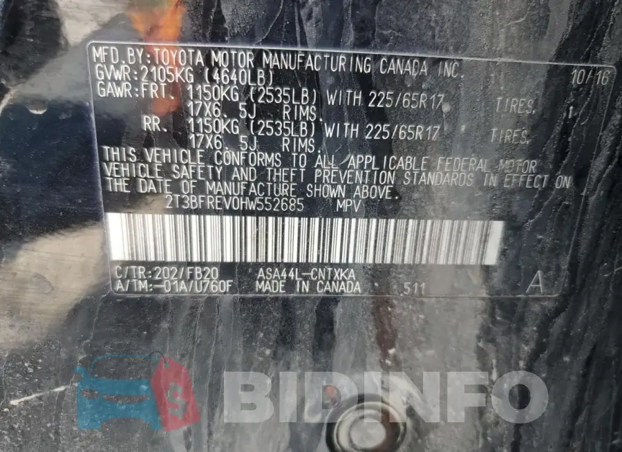 2T3BFREV0HW552685 Photo# 14