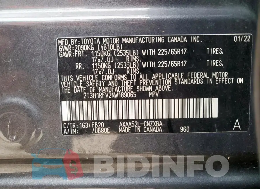 2T3H1RFV2NW189065 Photo# 13
