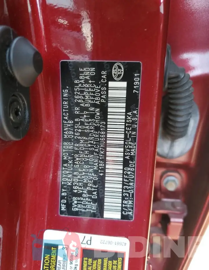 4T1BF1FK7HU668173 Photo# 12