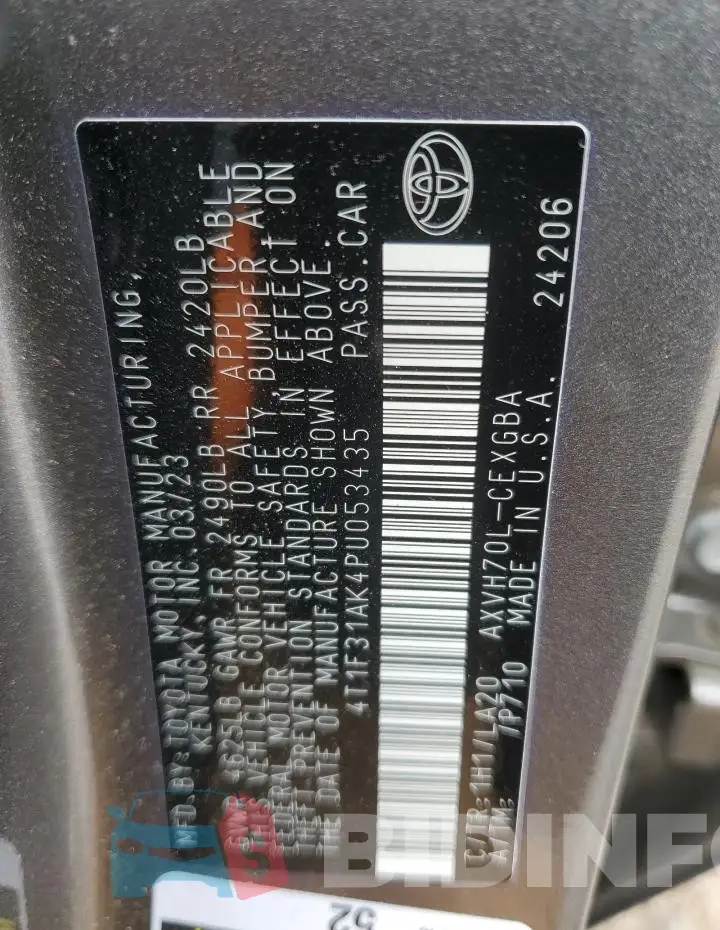 4T1F31AK4PU053435 Photo# 13