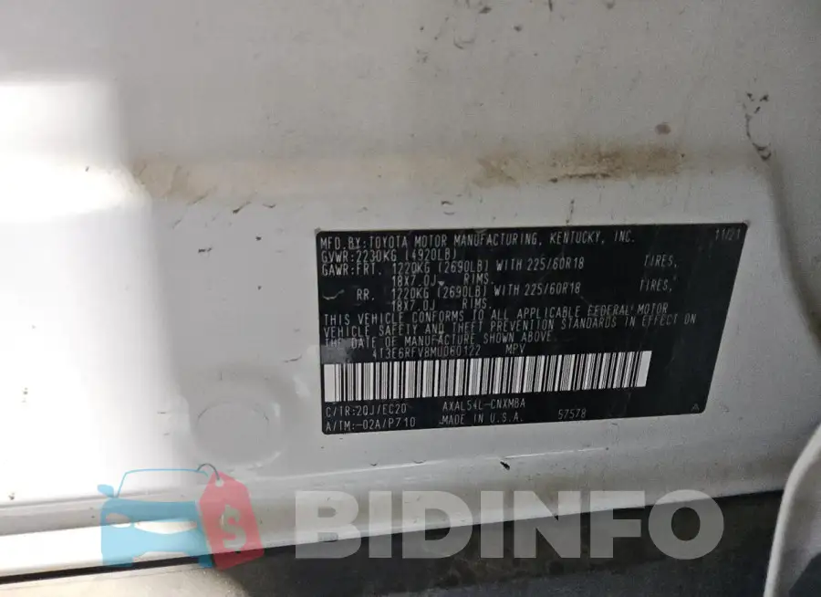4T3E6RFV8MU060122 Photo# 13