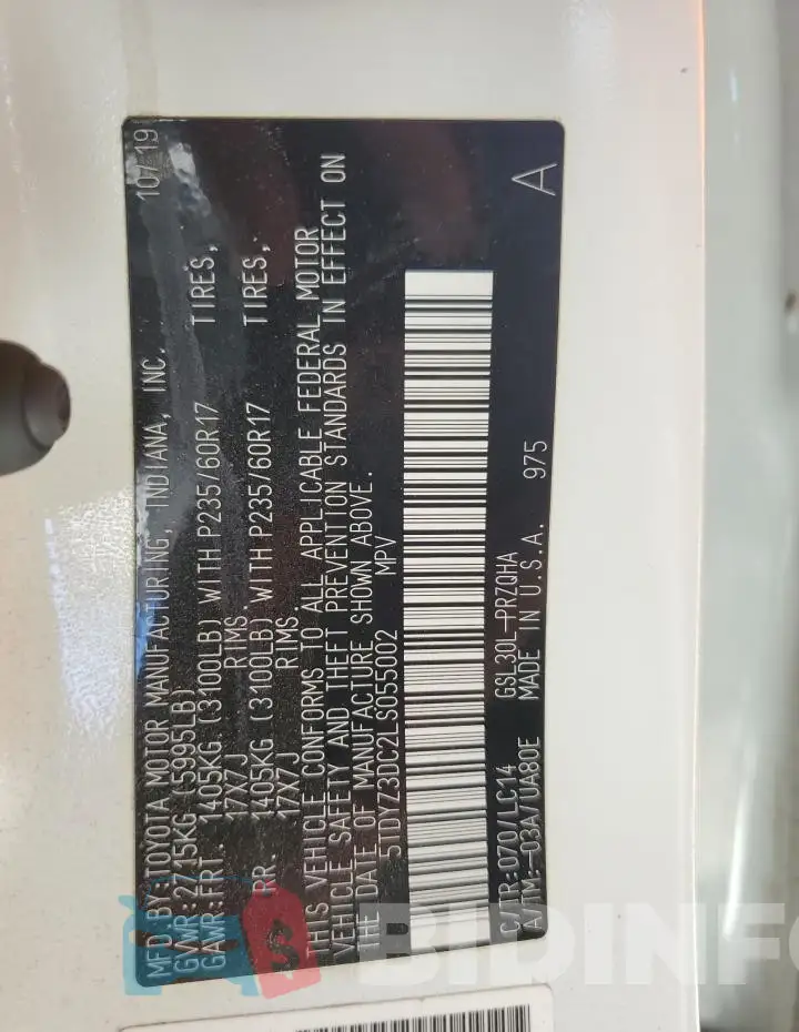 5TDYZ3DC2LS055002 Photo# 13