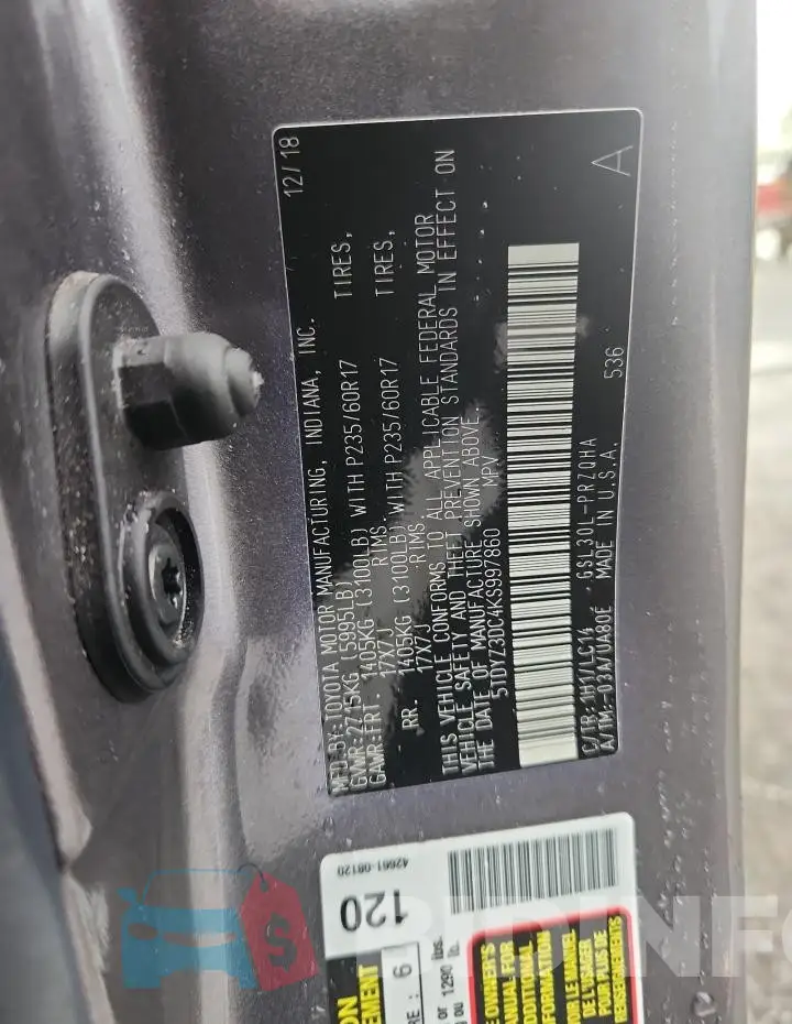 5TDYZ3DC4KS997860 Photo# 14