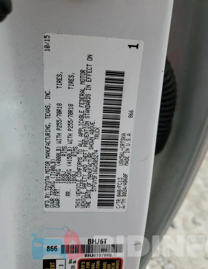 5TFUY5F16GX505274 Photo# 13