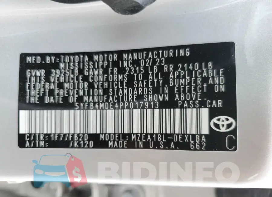 5YFB4MDE4PP017913 Photo# 12