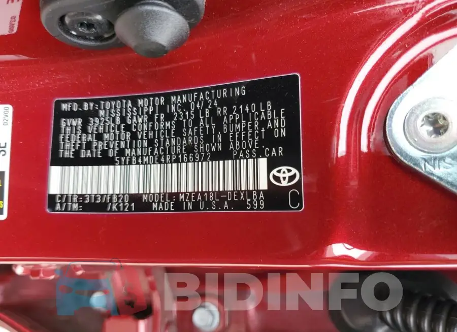 5YFB4MDE4RP166972 Photo# 13