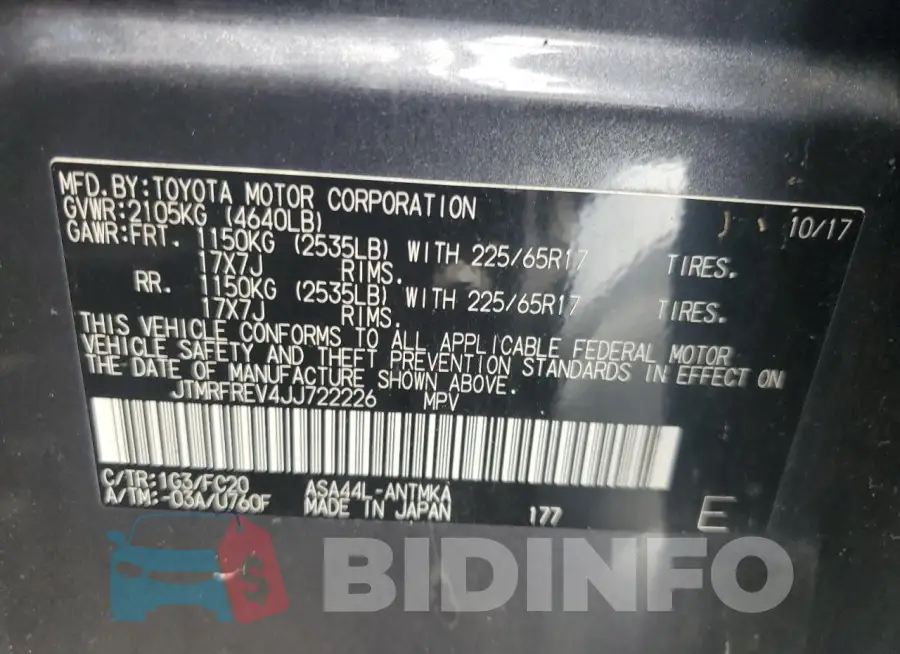 JTMRFREV4JJ722226 Photo# 13