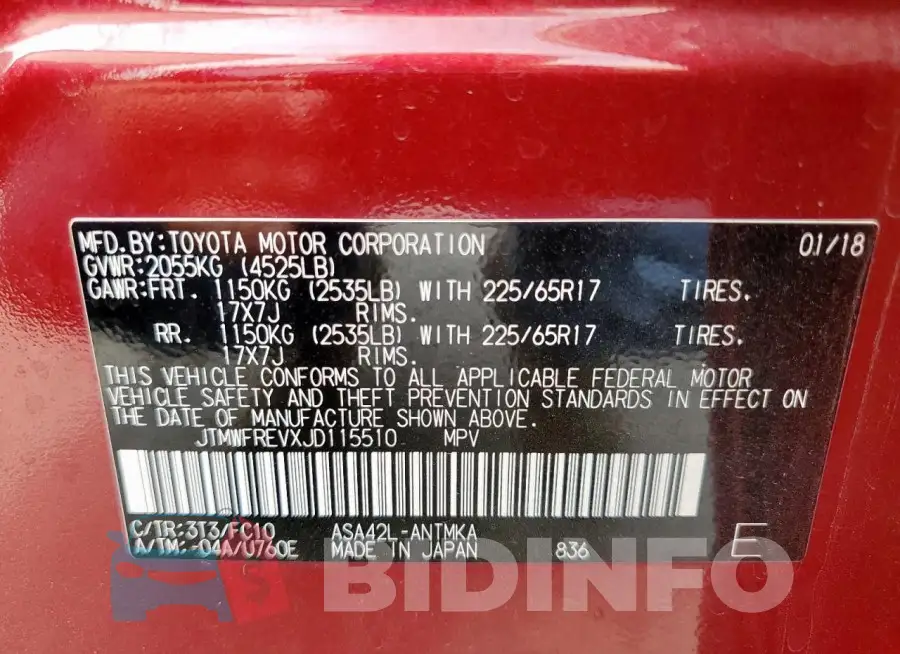 JTMWFREVXJD115510 Photo# 13