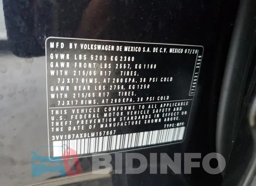 3VV1B7AX8LM157667 Photo# 13