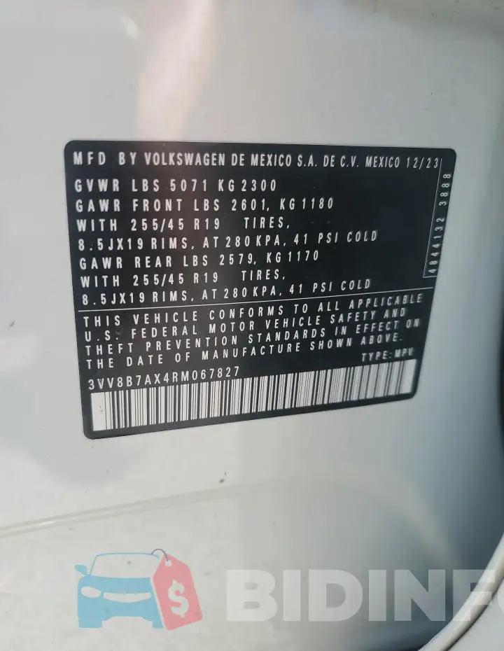 3VV8B7AX4RM067827 Photo# 14