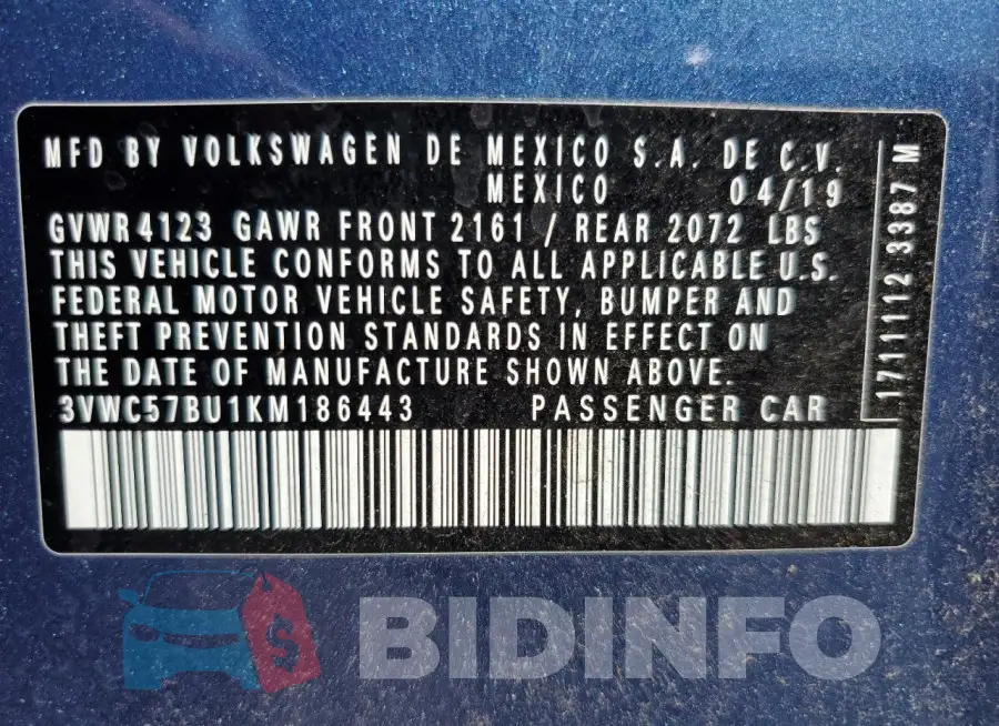 3VWC57BU1KM186443 Photo# 12