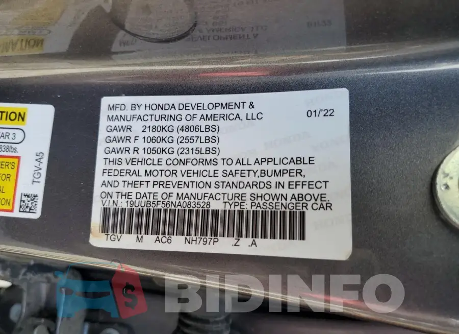 19UUB5F56NA083528 Photo# 12