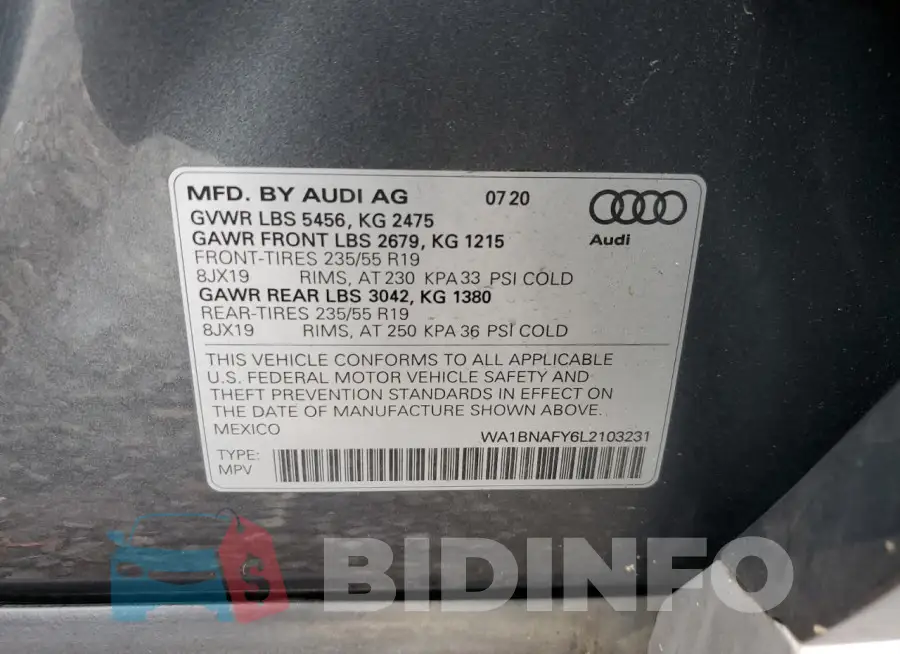 WA1BNAFY6L2103231 Photo# 14