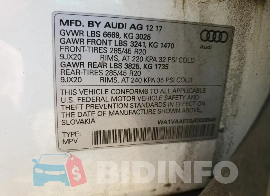 WA1VAAF73JD026948 Photo# 13