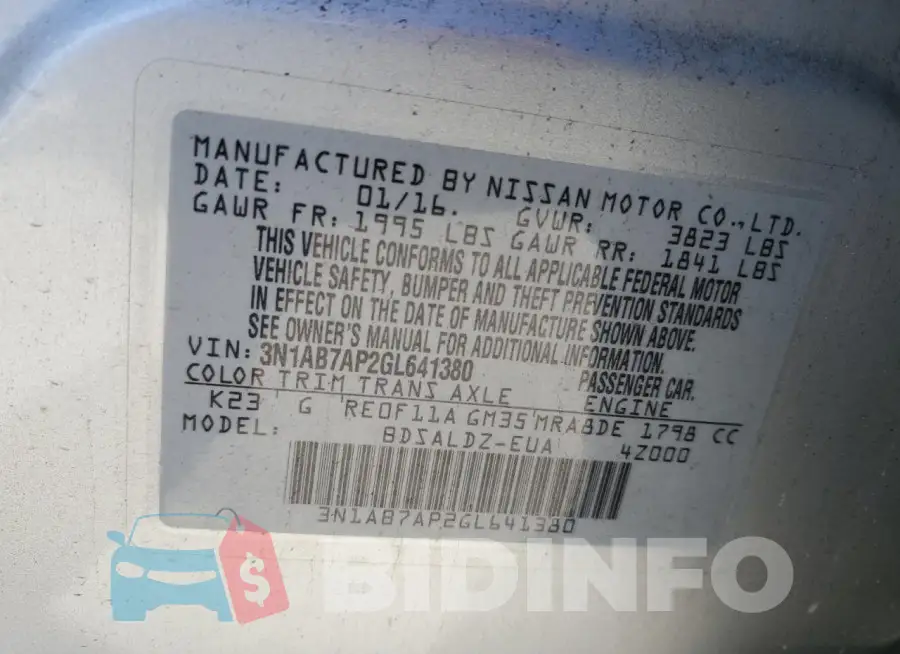 3N1AB7AP2GL641380 Photo# 12