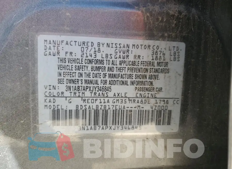 3N1AB7APXJY346845 Photo# 13