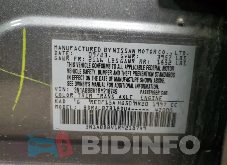 3N1AB8BV1RY218749 Photo# 12