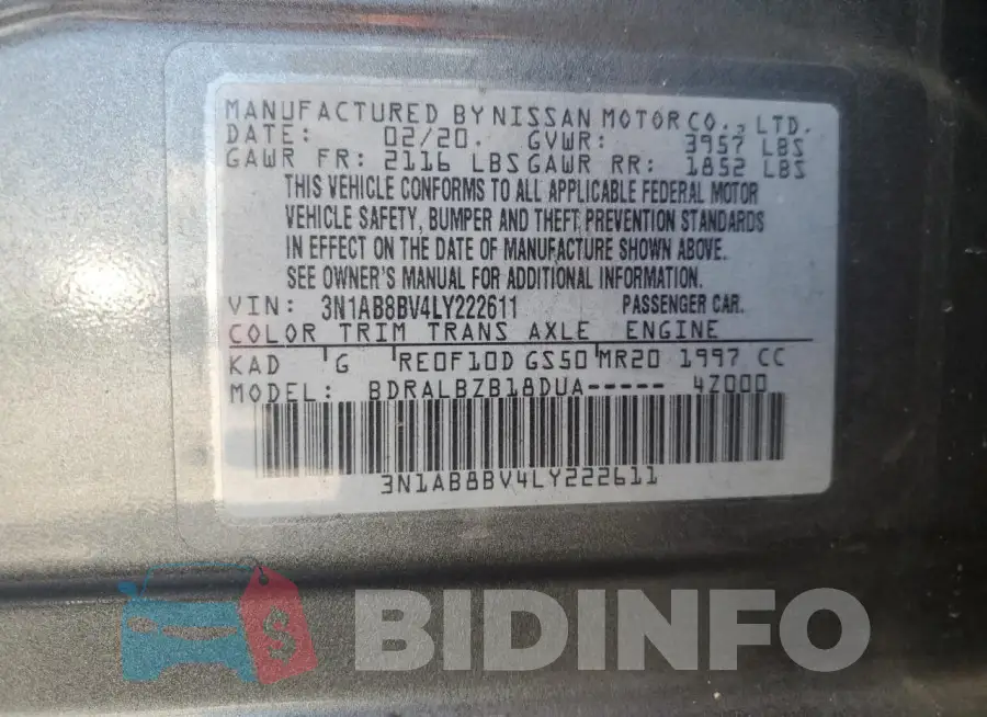 3N1AB8BV4LY222611 Photo# 13