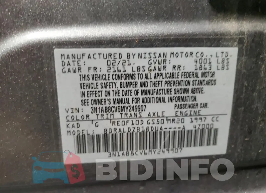 3N1AB8CV6MY249907 Photo# 12