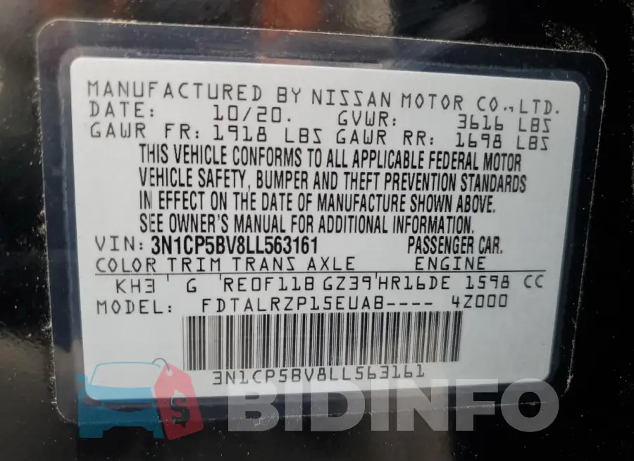 3N1CP5BV8LL563161 Photo# 12