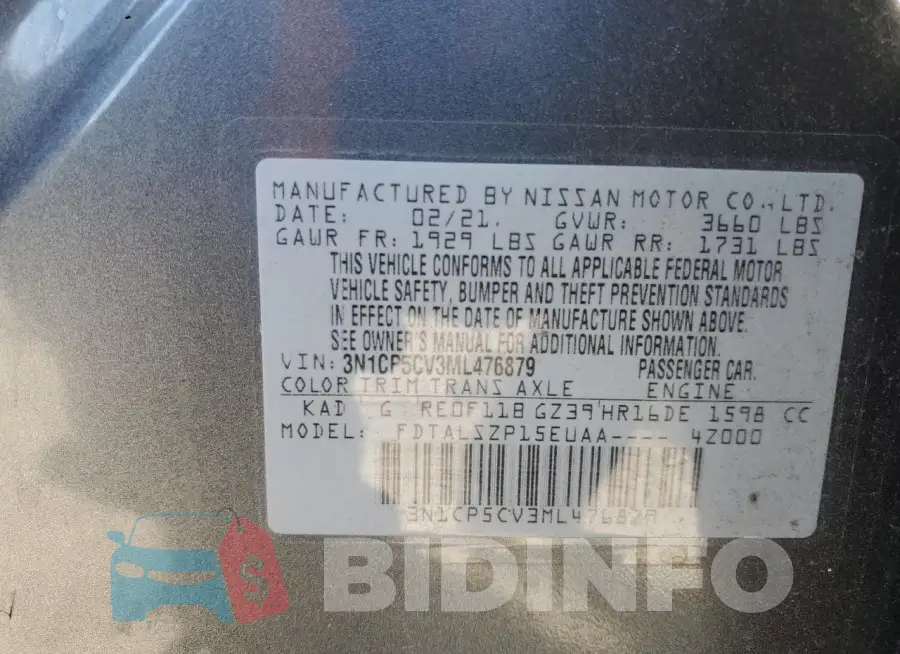 3N1CP5CV3ML476879 Photo# 13