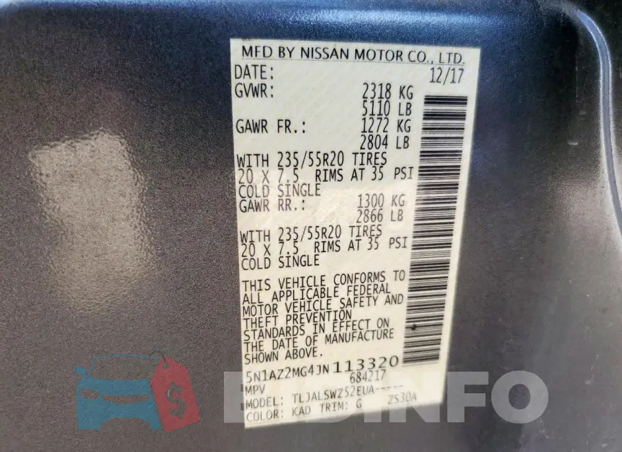 5N1AZ2MG4JN113320 Photo# 13