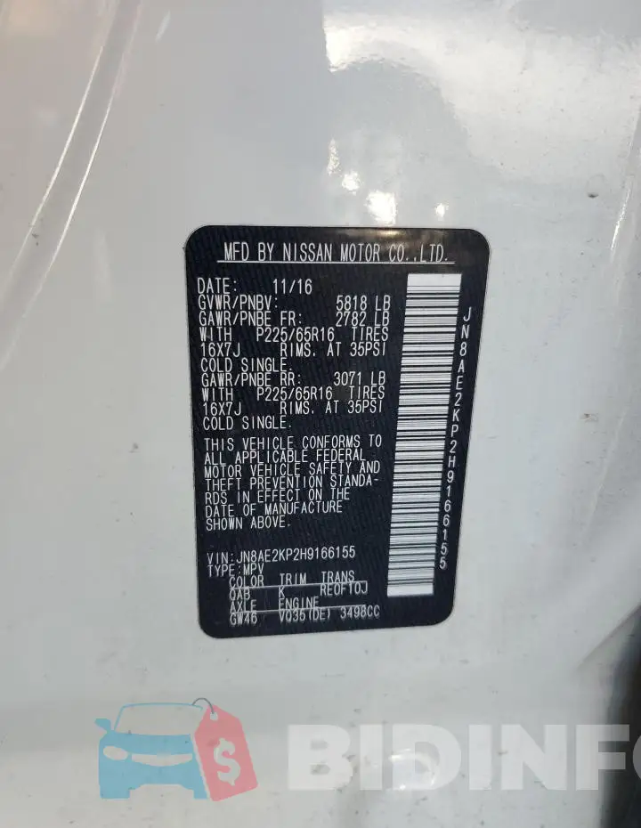 JN8AE2KP2H9166155 Photo# 12