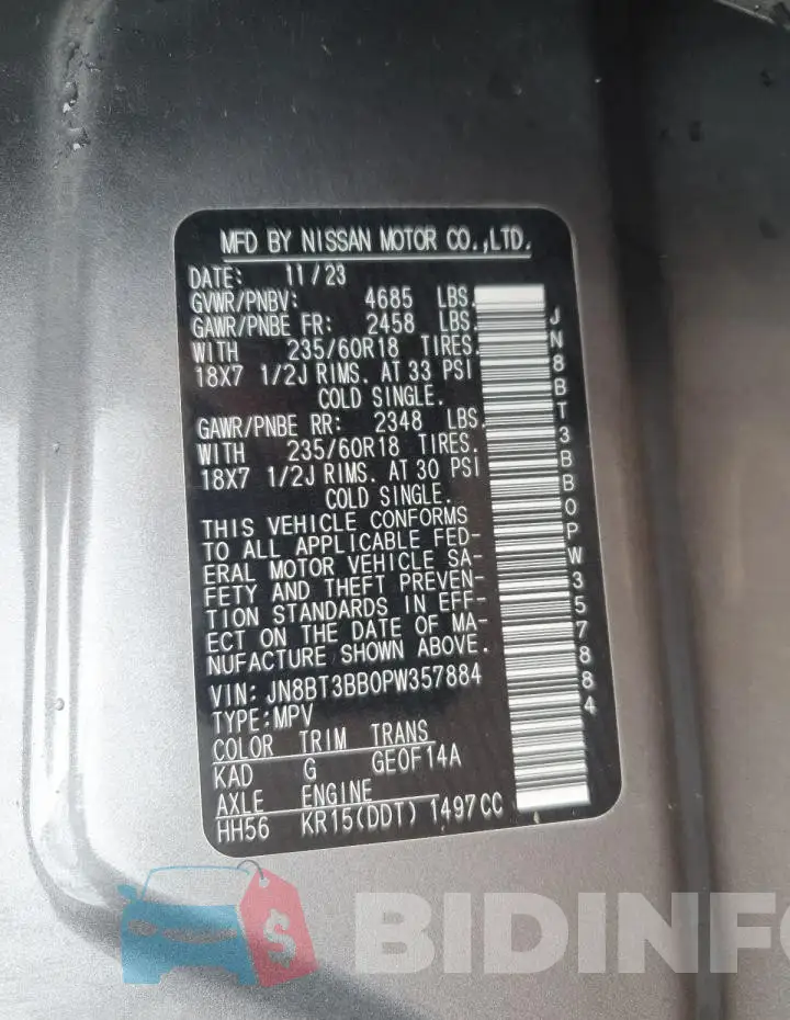JN8BT3BB0PW357884 Photo# 12