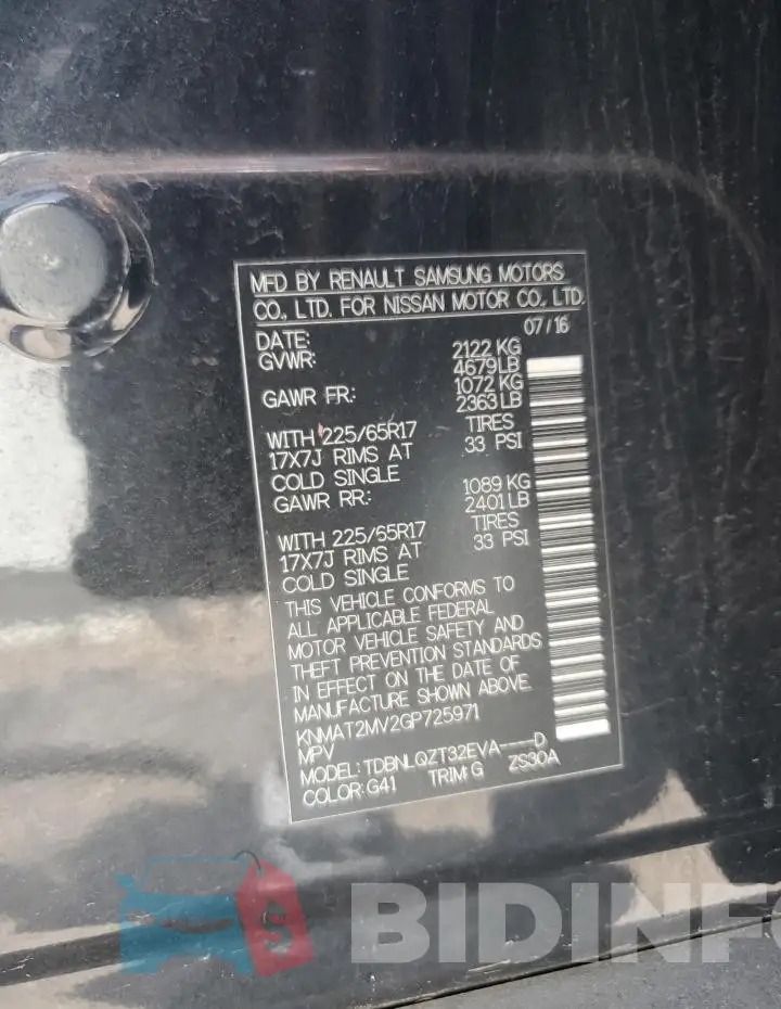 KNMAT2MV2GP725971 Photo# 14