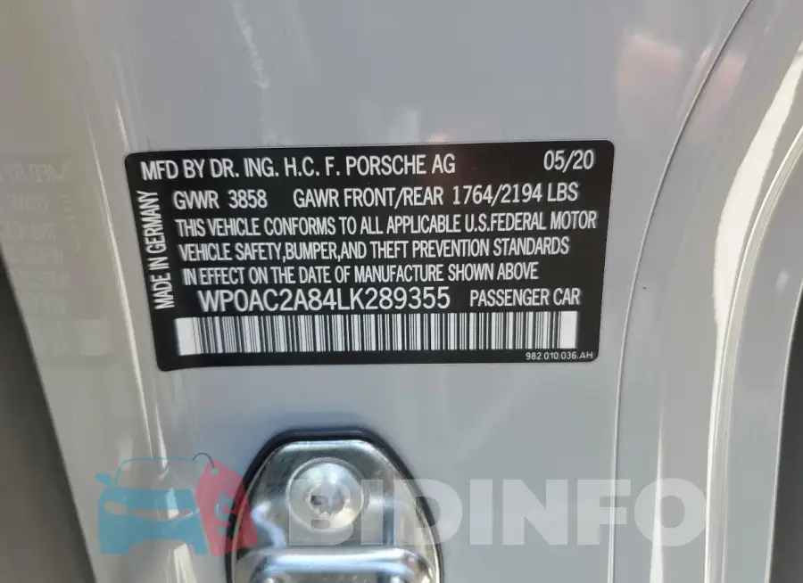 WP0AC2A84LK289355 Photo# 13