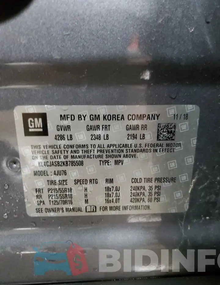 KL4CJASB2KB785508 Photo# 13