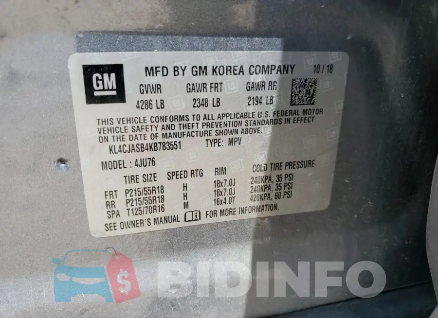 KL4CJASB4KB783551 Photo# 13