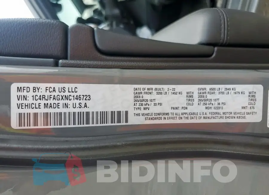 1C4RJFAGXNC146723 Photo# 12