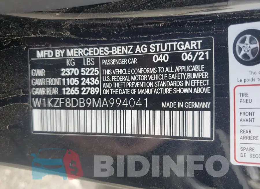 W1KZF8DB9MA994041 Photo# 12