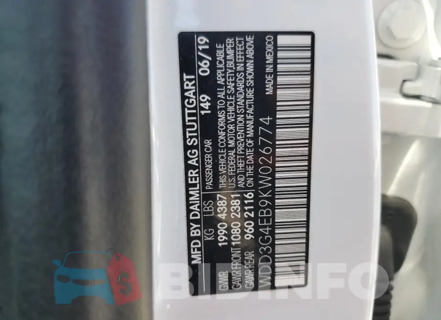 WDD3G4EB9KW026774 Photo# 12
