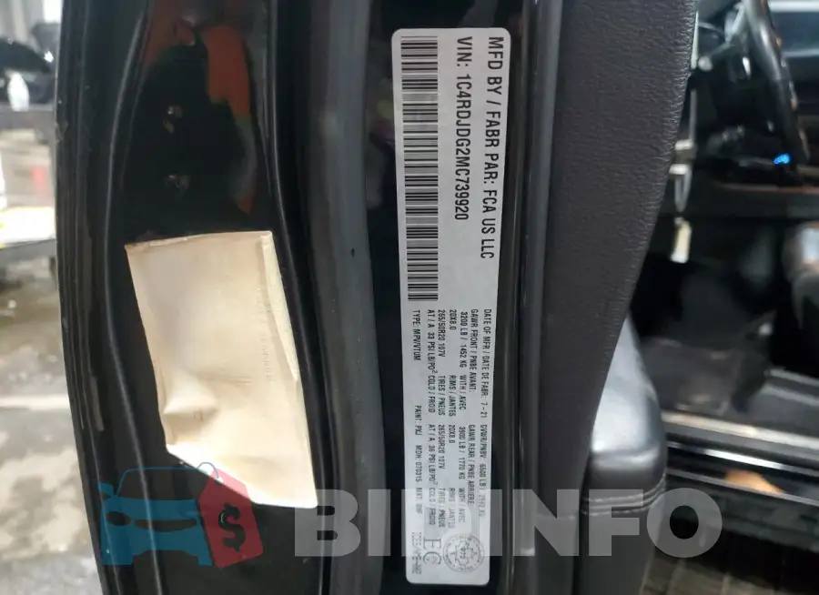 1C4RDJDG2MC739920 Photo# 14