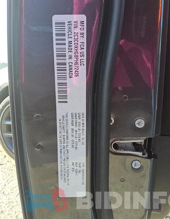 2C3CDXHG8PH672426 Photo# 12