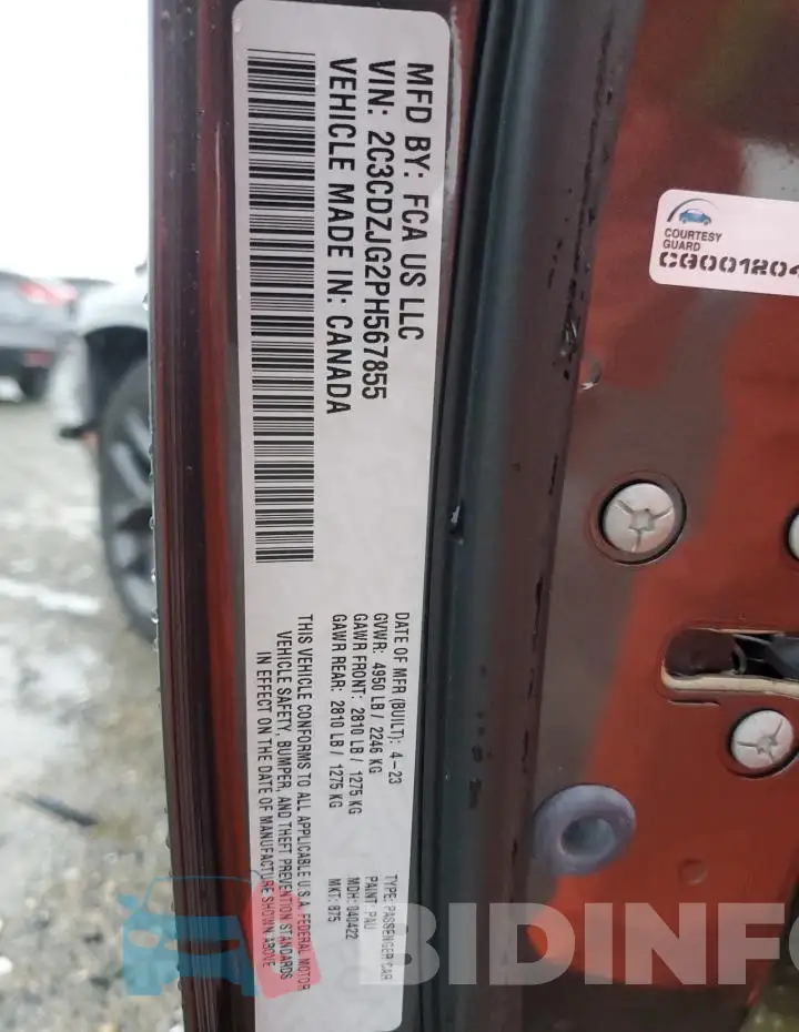 2C3CDZJG2PH567855 Photo# 12