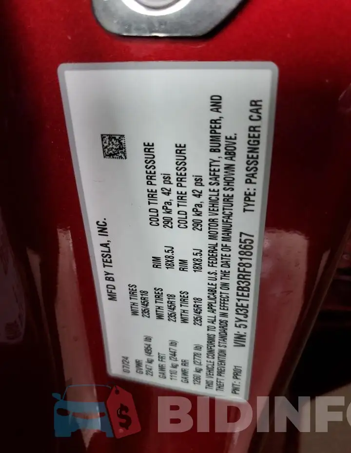 5YJ3E1EB3RF818657 Photo# 12