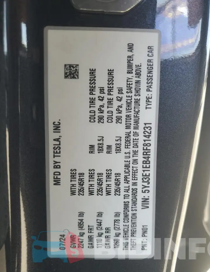 5YJ3E1EB4RF814231 Photo# 12