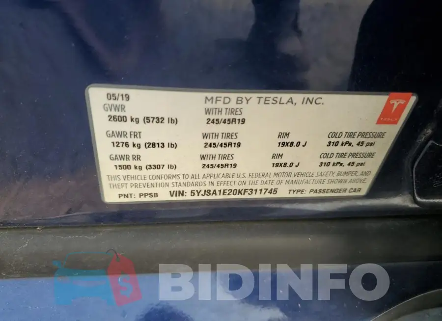 5YJSA1E20KF311745 Photo# 12