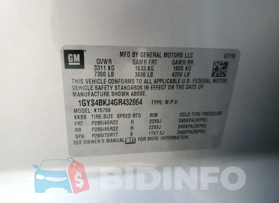 1GYS4BKJ4GR432864 Photo# 13